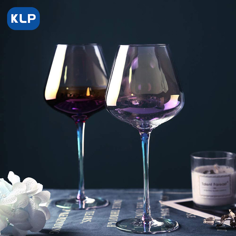 KLP4452 02 Rainbow Luster Burgundy Goblet Glass