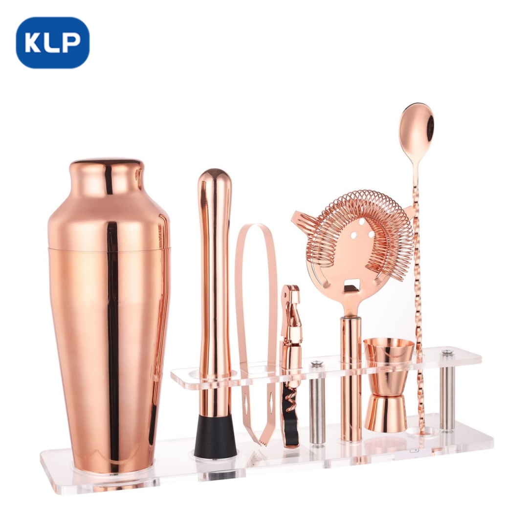 BSA013 (2) Cocktail Shaker Set with Arcylic Stand ROSE GOLD