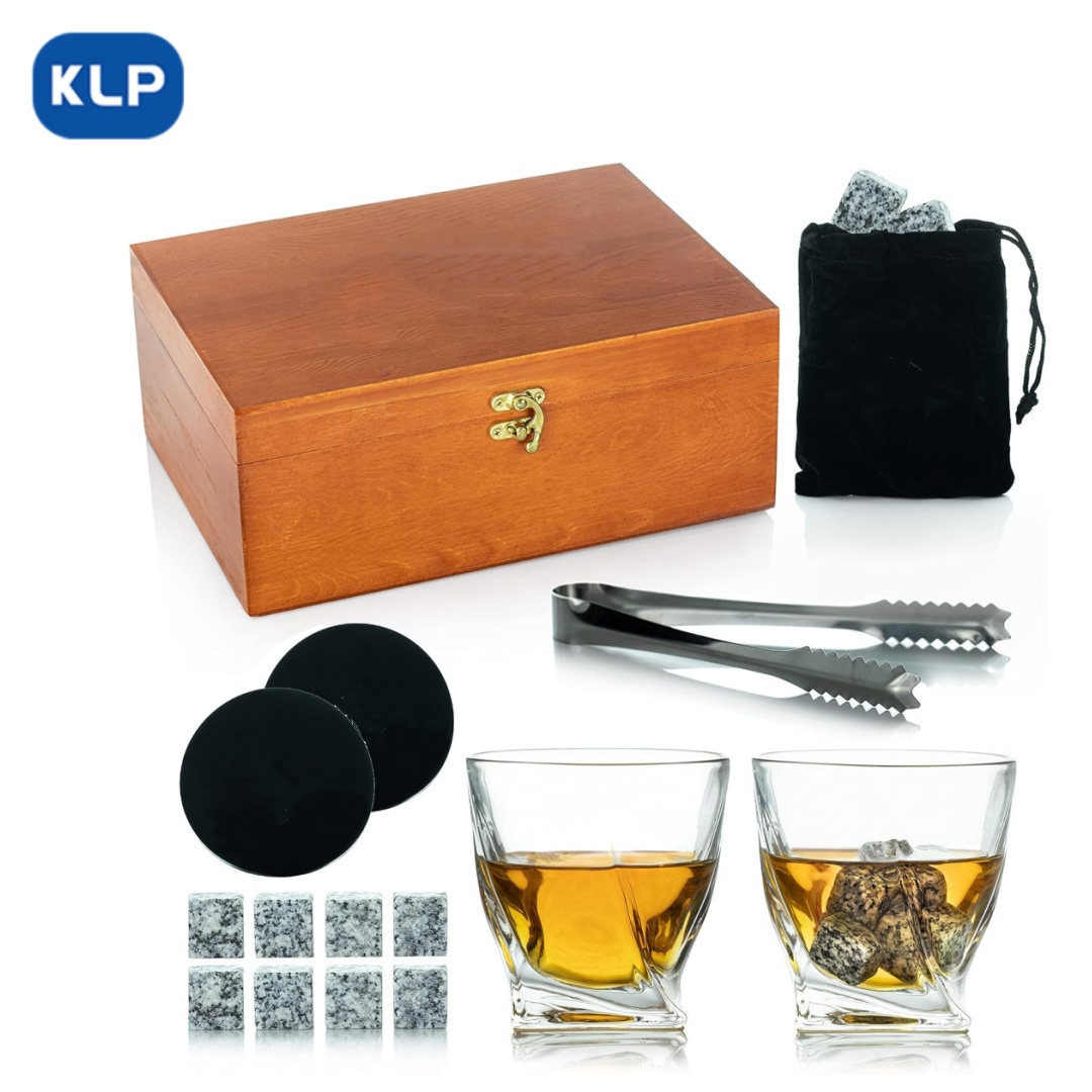 BSA019 (2)  Whiskey Glass Gift Set with Wooden Box