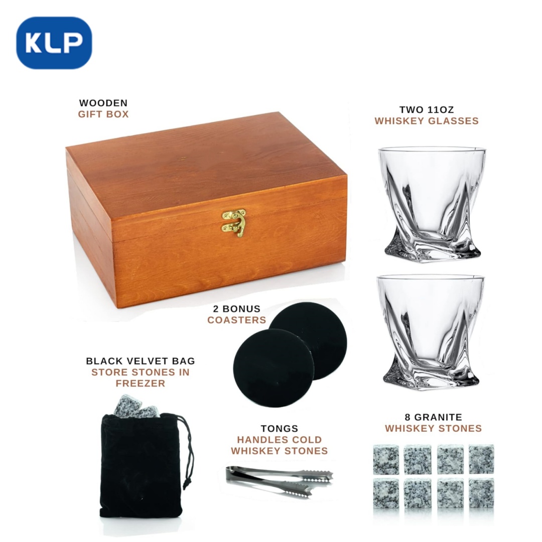 BSA019 (6) Whiskey Glass Gift Set with Wooden Box